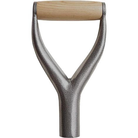 Manche de pelle à poignée en D de 1,22 pouce avec poignée en bois, accessoires de rechange en fer pour outils de jardin (argenté) (1/5)