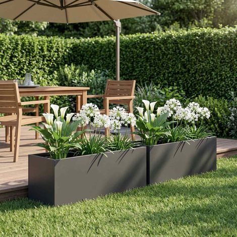 Cache-pot de jardin 2 pc Noir 40 x 20 x 20 cm (1/5)