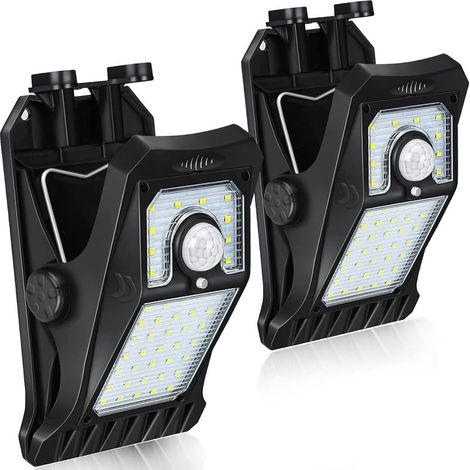 Lampes solaires d'extérieur avec détecteur de mouvement, lampes solaires à clip LED pour jardin extérieur 3 modes d'éclairage mural super lumineux, lampe de sécurité pour terrasse, clôture, garage, lo (1/5)