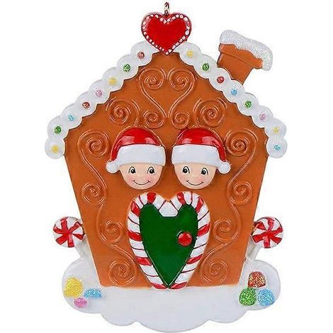 Décorations de Noël en résine, bonhomme de neige et famille, à suspendre au sapin. Idéal pour la maison, pour Noël ou le Nouvel An. 2 personnes. (1/5)