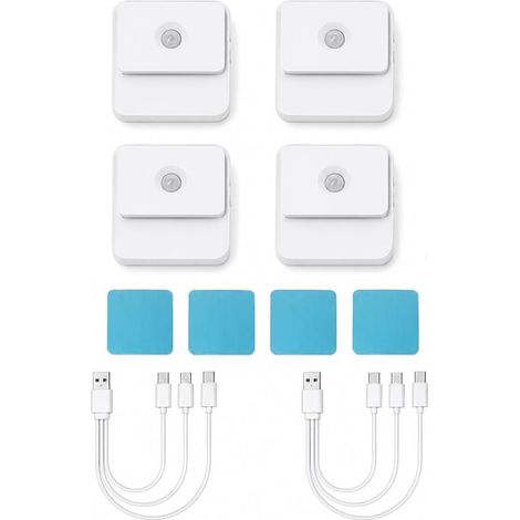 4 Pack USB C Rechargeable LED Motion Sensor Night Light, Adjustable Warm White Light, Wireless Magnetic Mount, for Hallway, Staircase, Bedroom, Kitchen and Wardrobe (1/5)