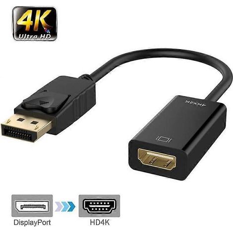 Adaptateur ZAMUS DisplayPort vers HDMI, résolution 4K, noir (1/4)