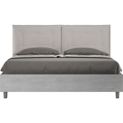 Letto Matrimoniale 160x190 cm Senza Rete Struttura Cemento con Cuscini in Similpelle Egos Annalisa Tortora (1/4)