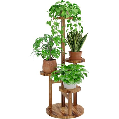 Étagère à plantes multi-niveaux en bois - Support de plantes à 4 niveaux pour salon et jardin - Escalier à fleurs avec plusieurs couches (1/5)