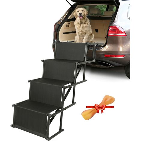 Aqrau Escalier pour chiens 4 marches,Escaliers Pliables pour Chiens - Noir (1/5)