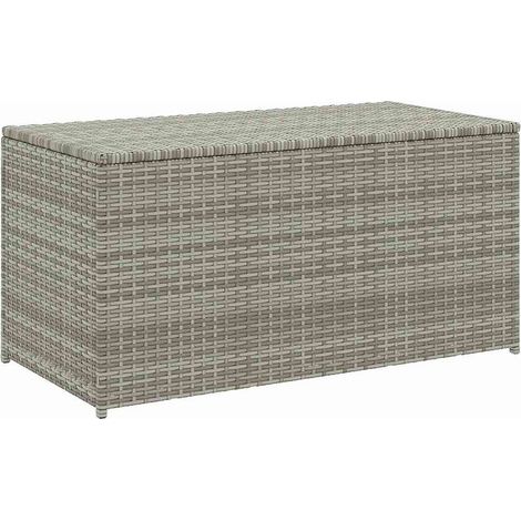 Caja de almacenamiento, arcón de jardín, resina tejida, 100x50x50 cm, gris, CNENE789941 (1/5)