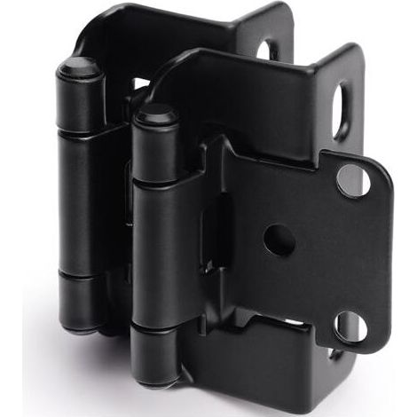 Lot de 2 charnières noires à recouvrement de 1/2 po pour portes d'armoire (1 paire) – Charnières semi-dissimulées à fermeture automatique (1/5)