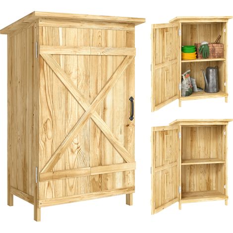 Armoire, avec étagères, avec porte, en bois, 63,5 x 40 x 90 cm, pour jardin et terrasse, rangement optimisé, format pratique