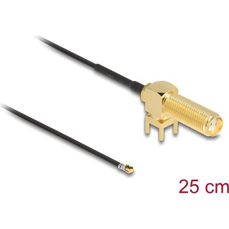 Delock Antena Cable SMA 90Â° PCB mampara hembra a I-PEX Inc., MHFÂ® 4L macho 1.13 25 cm longitud de hilo 15 mm