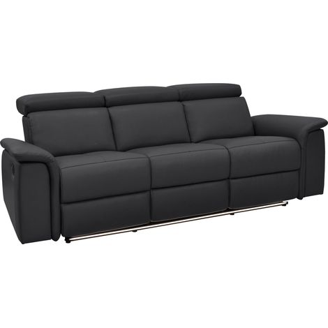 Pareli-Canapé 3 places avec fonction manuelle en cuir noir PU (1/5)