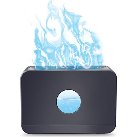 Diffuseur d'arômes de bureau à effet flamme, diffuseur de parfum grande capacité, humidificateur, veilleuse flamme, lumière noire/bleue, taille unique (1/5)