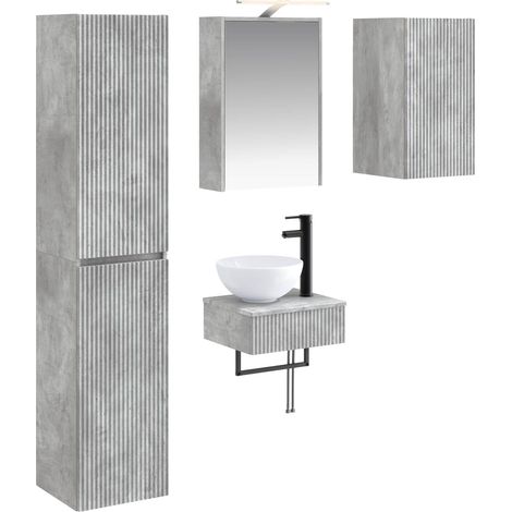 Ensemble de mobilier de salle de bain 5 pcs Gris béton vidaXL (1/5)