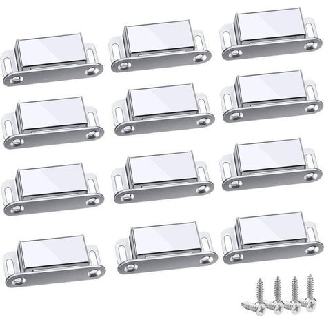 FOREHILL Loquet Magnetique, 12 Pièces Aimants loqueteaux magnétiques Placard Aimant Puissant Robuste Jusqu'à 6kg, Pour Tiroirs Porte de Douche Aimanté Armoire Placard, Cabinet, Meubles (45mm-12pc) (1/5)