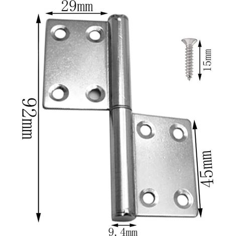 4 Pièces Charnières de Porte en Acier Inoxydable Charnières Amovibles Charnieres Meubles Pliantes Charniere Cabinet Charnières Paumelle Pour Porte Charnière avec 32 vis pour Fenêtre Placard (1/4)