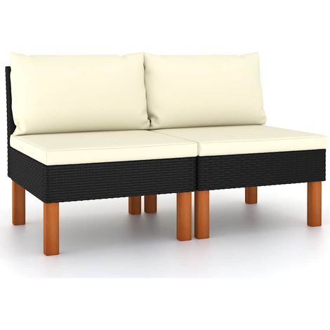 Canapés centraux 2 pcs Canapé relax - Canapé de salon Résine tressée et bois d'eucalyptus BV605691 - BonneVie (1/5)