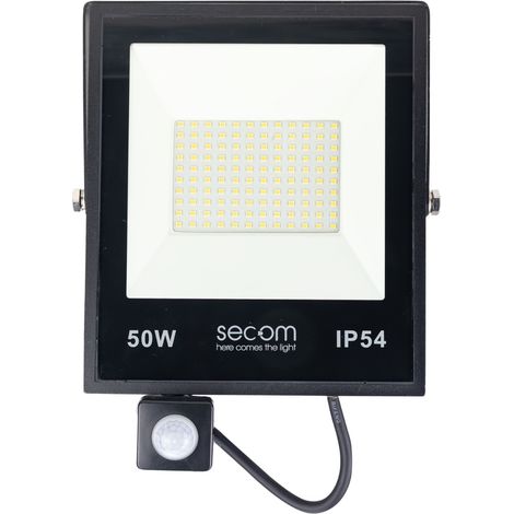 Videoproiettore LED Provit con sensore di movimento 50W 5000lm IP54 19,5x6,5x26,5cm 5700K Nero 50000H SECOM