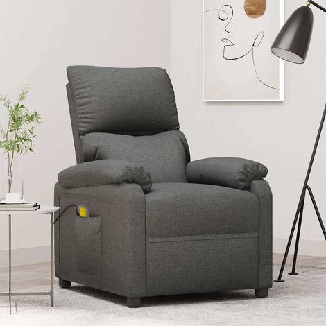 Fauteuil de massage-Chaise de relaxation-Fauteuil Relax Gris foncé Tissu 687469 (1/5)