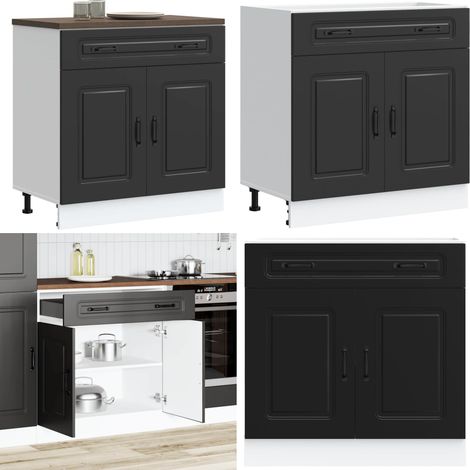 vidaXL Armoire de cuisine Kalmar noir bois d'ingénierie (1/5)