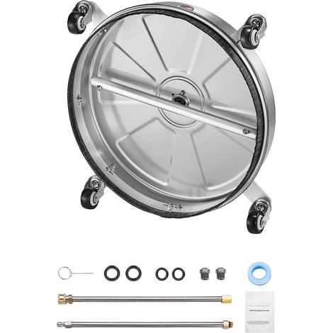 Nettoyeur de surface 18" pour pression, acier inoxydable, 4 roues, 4000 PSI max, raccord rapide 1/4, 2 buses et 2 rallonges pour béton, terrasse. (1/5)