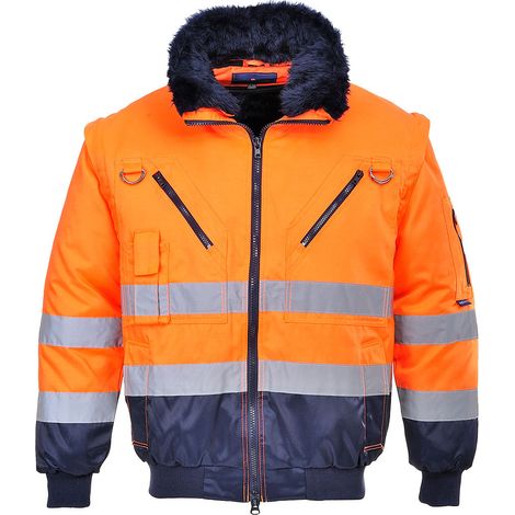 Chaqueta de piloto 3 en 1 de alta visibilidad Color: naranja/marino Talla XXXL - Portwest