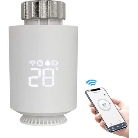 Thermostat de radiateur intelligent, application Tuya et thermostat numérique Smart Life, chauffage programmable pour radiateurs, Wi-Fi extensible, installation facile, économies de chauffage (1/4)