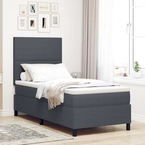vidaXL Box Spring Bed with Mattress & LED Dark Grey 80x200 cm Corduroy Fabric (1/5)