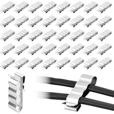 Clips Cable Panneau Solaire, 50 Pièces Clips de Câble Photovoltaïque en Acier Inoxydable, Organiseur pour Câbles Photovoltaïques, Fixation de Modules Solaires, Bateau, Remorque (1/5)