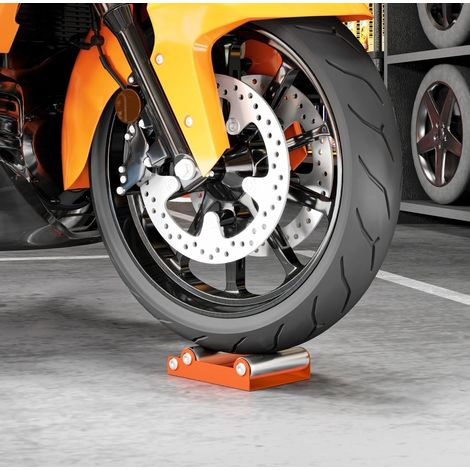 Support de nettoyage moto à rouleaux, pour roue avant ou arrière, orange DESVIAE (1/5)