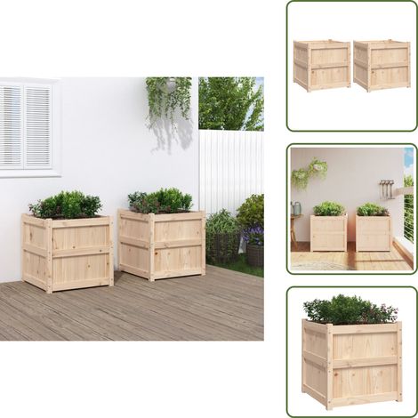 Pflanzkübel 2 Stk. Massivholz Kiefer - Holzpflanze - Kübeln - Gartendeko - Balkonpflanzen - Terrasse (1/5)