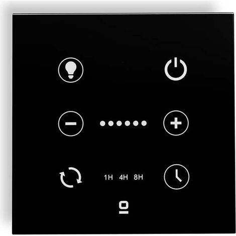 FARO Contrôleur mural pour ventilateur moteur CC reglage lumiere liaison radiofrequence 15 m ABS noir brillant et verre noir brillant sans bordure FARO-33988 (1/2)