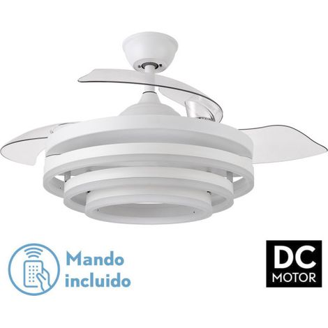 Ventola 72w Dc Kai Bianca 3 Pale Trasp 6 velocità 3 Colori 43/58x50/107 W/telecomando, memoria e temp. 6120lm (1/4)