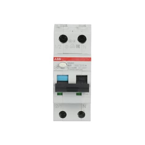 Interruttore differenziale DS201 1P+N (Neutro a destra) B25 30mA 6kA A - ABB2CSR255180R1255