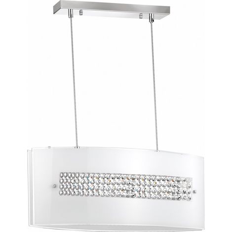 Merano Cornwall Plafonnier 3 Lumières Chrome Aluminium Blanc Verre, Cristal LED E27