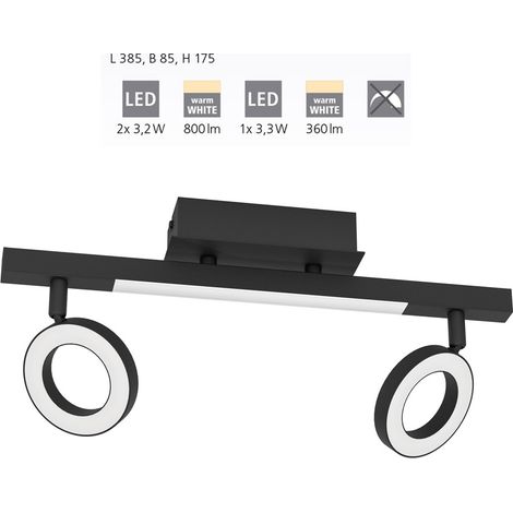 Eglo 2er LED Spot Cardillo 2 schwarz 38,5 x 8,5 cm Deckenlampen & Kronleuchter (1/5)
