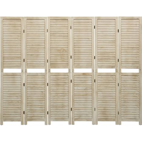 Paravent Cloison de séparation 6 panneaux, Pour Jardin, Balcon, Terrasse 210x165 cm Bois de Paulownia OIB1579E (1/5)
