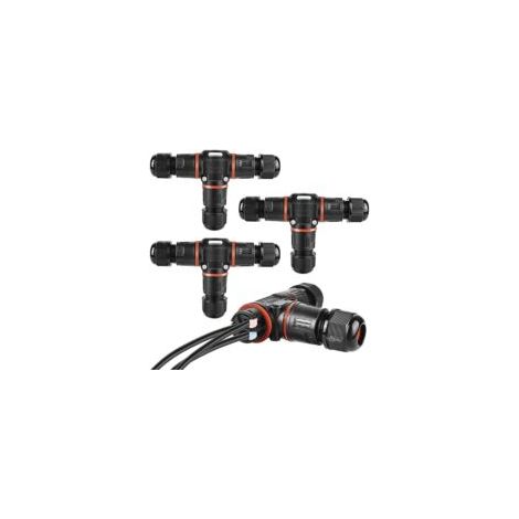 3-poliger Kabelstecker, IP68, Anschlussdose für Erdungskabel mit 3–12 mm Durchmesser, wetterfeste Außenanschlussdose, schwarz – Crezuo