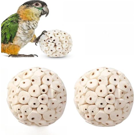 2 pièces à mâcher, Bois naturel, 5,5-7 cm, Jouet éducatif, Pour perroquets et petits animaux (1/5)