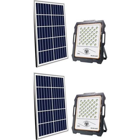 PROJECTEUR SOLAIRE LED 1000 LUMENS 10W + Panneau solaire 12W avec détecteur garage, façades, porches IP65.