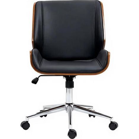 CHICFURN Silla de escritorio ergonómica con altura regulable y giro 360°, diseño vintage, asiento acolchado en tela sintética, base de metal, ideal para oficina (1/5)