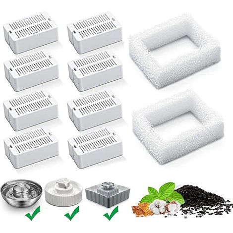 8 elementos filtrantes de PET para dispensador, compatibles con múltiples filtros de carbón activado. (1/4)