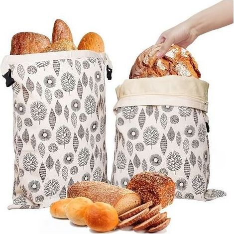 Brotbeutel – Baumwolle mit natürlichem Bienenwachs beschichtet – Zum Frischhalten von handwerklich hergestelltem Brot – 2er-Set