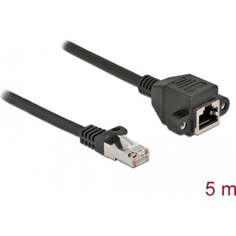 Delock Cable de extensiÃ³n de red S/FTP RJ45 macho a RJ45 hembra Cat.6A 5 m negro
