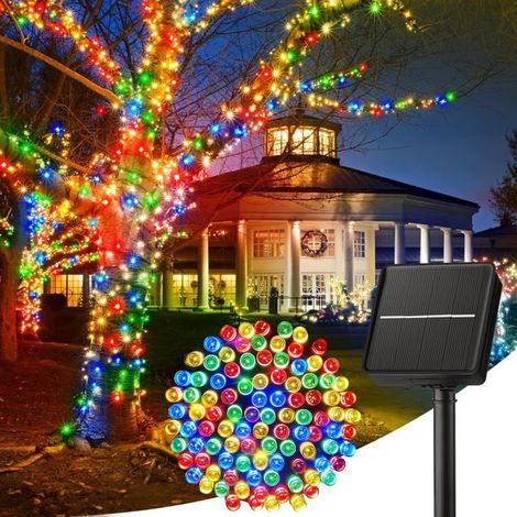 100 LED guirlande lumineuse solaire, 12,2 m étanche IP65, 8 modes d'éclairage pour décoration extérieure jardin fête Noël