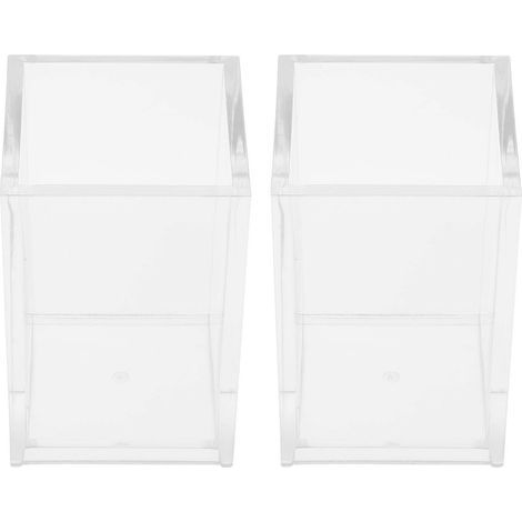 Lot de 2 boîtes à fournitures de bureau comprenant porte-stylos et porte-pinceaux (transparentes)-6.5X6.5X10CM-Transparent (1/3)