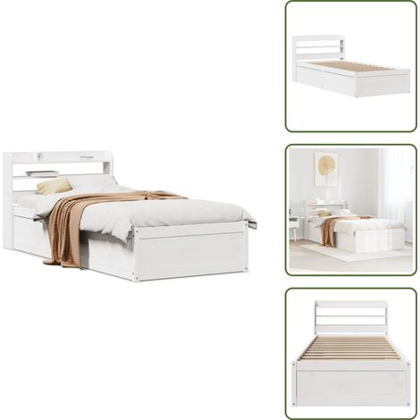 Letto con ripiani - vidaXL Giroletto con Testiera Bianco 90x190 cm Legno Massello di Pino - Letto in legno