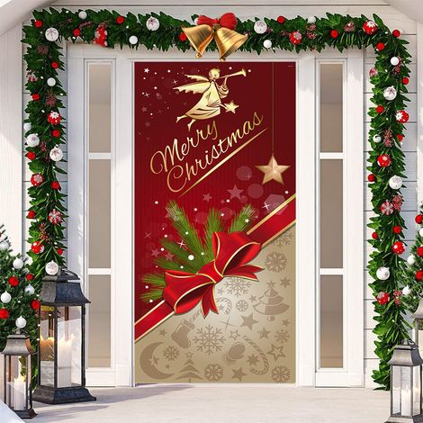 Nouvelle décoration adhésive de porte pour Noël, toile de fond festive, tapisserie murale pour porte de chambre, largeur de porte - SDMT-066 - 110 x 180 cm