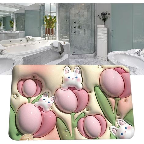 [Tapis de sol visuel 3D] Tapis diatomite absorbeur d'eau ultra rapide Anti-odeurs pour salle de bain Modèle H22 (1/5)