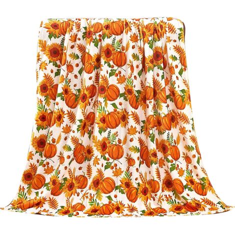 Couverture Citrouille - Plaid Doux Automne Halloween Décoration Intérieure - Pour Canapé Fauteuil ou Pique-nique - 70 x 100 cm - Polyester - 1 Pièce (1/5)