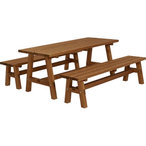 FRANKEL kaiserkraft, Kit table et bancs, table, 2 bancs, teck (1/5)