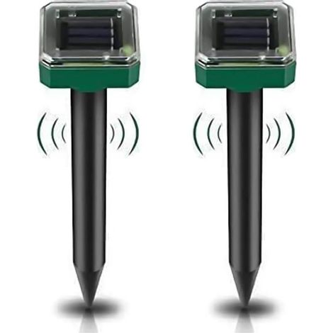 Set of 2 solar-powered mole repellents for gardens, IP65 waterproof pest repellent for gophers, voles and snakes. High-sensitivity animal repellent for lawns, gardens, yards. (1/5)